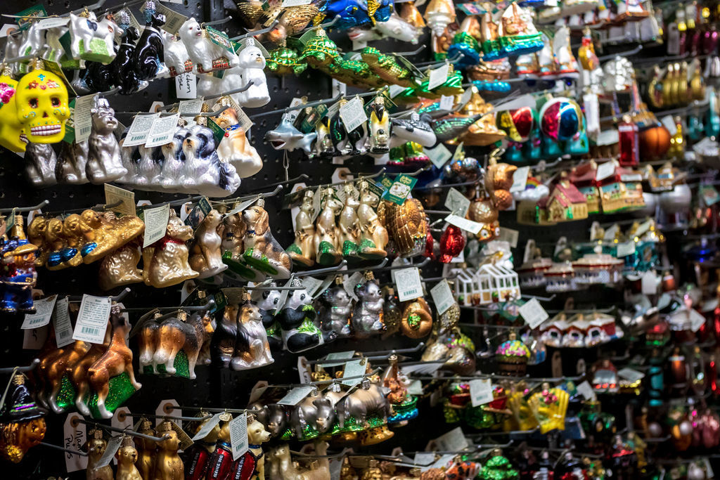 Ornament wall at Casey’s Garden Shop & Florist